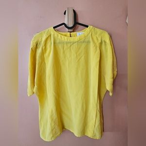 Vintage 100% silk yellow blouse sz 12 classic basic
